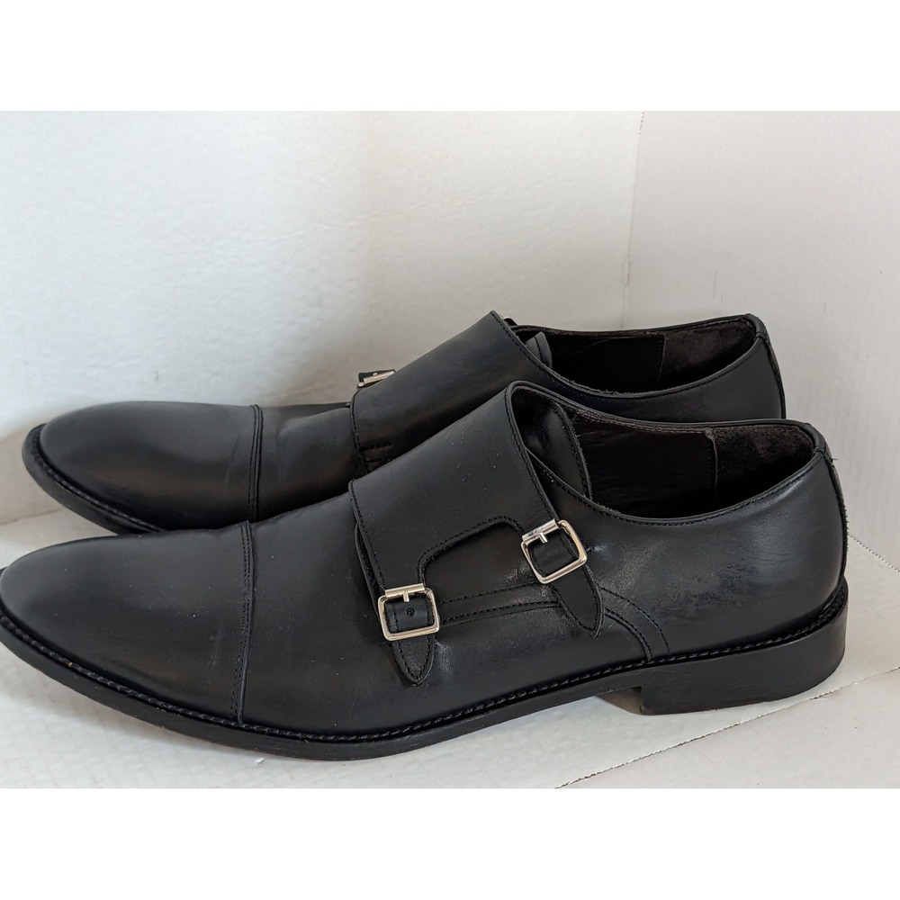 To Boot New York Men's Double Monk Strap Dress Shoes Black Leather Size 14 Italy